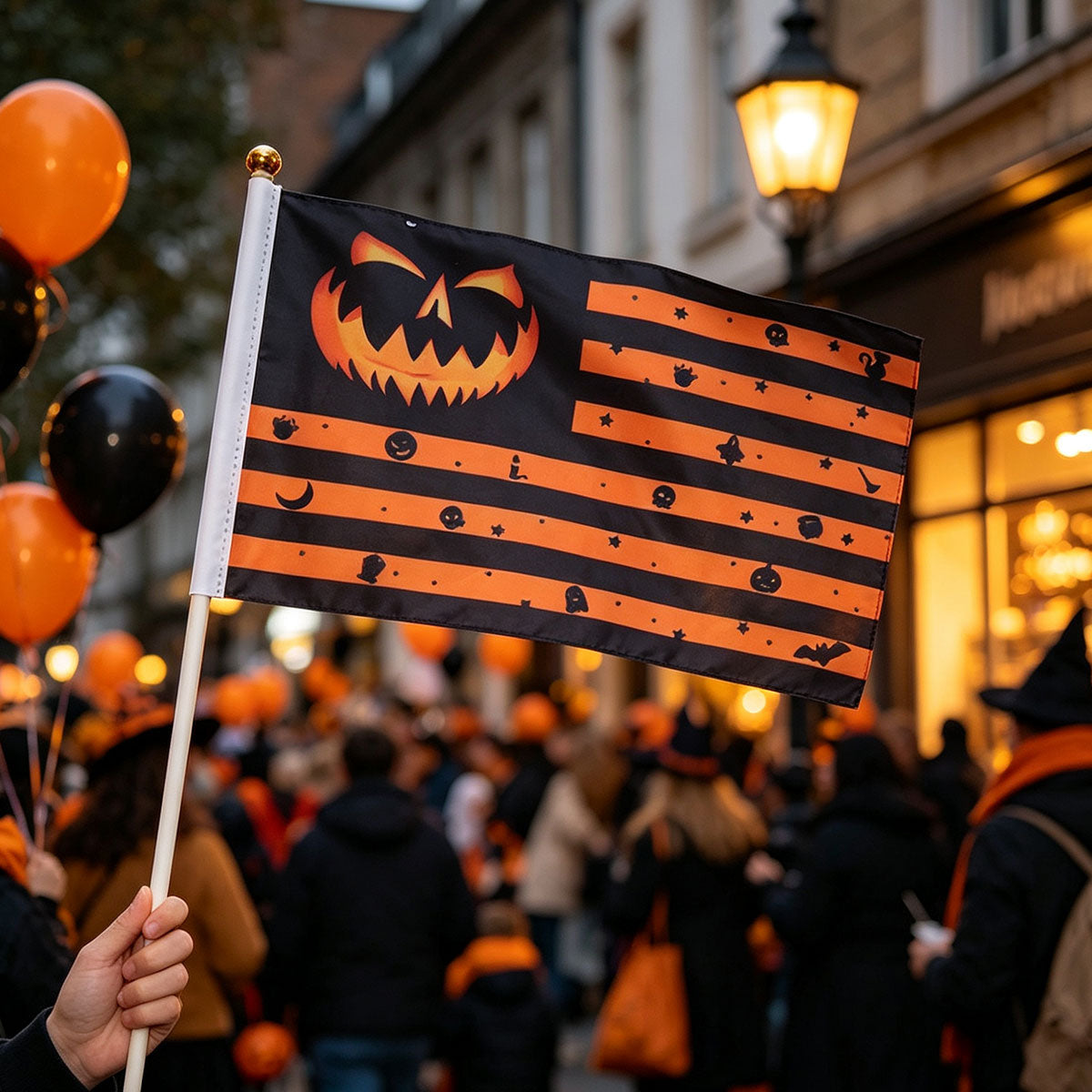 Halloween Flag Hand-held Stick Flags 5x8 Inch Pumpkin Smile Mini Flag Halloween 10 PcsMini Hand Held Stick Flags Halloween Party Decoration