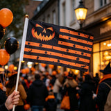 Halloween Flag Hand-held Stick Flags 5x8 Inch Pumpkin Smile Mini Flag Halloween 10 PcsMini Hand Held Stick Flags Halloween Party Decoration