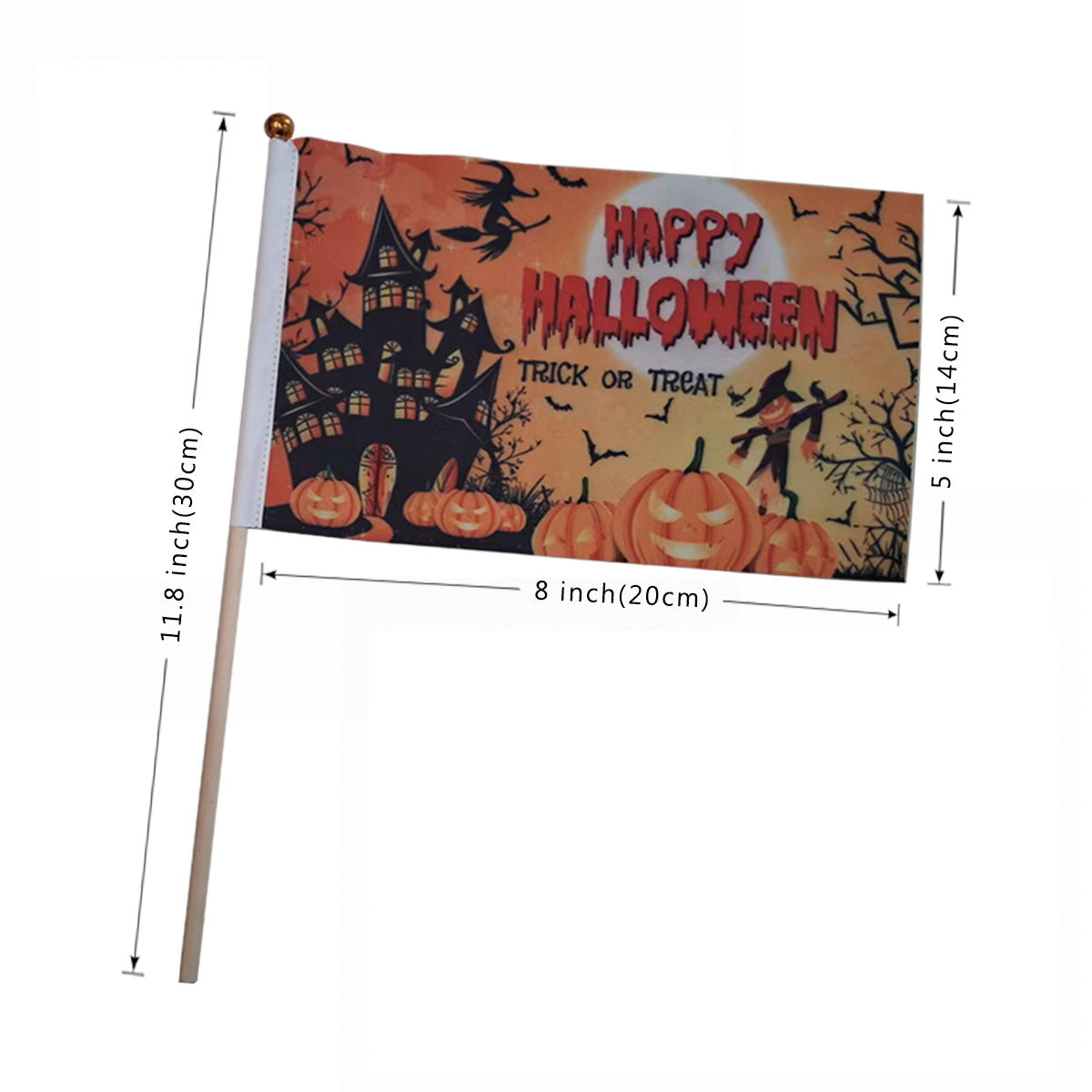Halloween Flag Hand-held Stick Flags 5x8 Inch Pumpkin Smile Mini Flag Halloween 10 PcsMini Hand Held Stick Flags Halloween Party Decoration