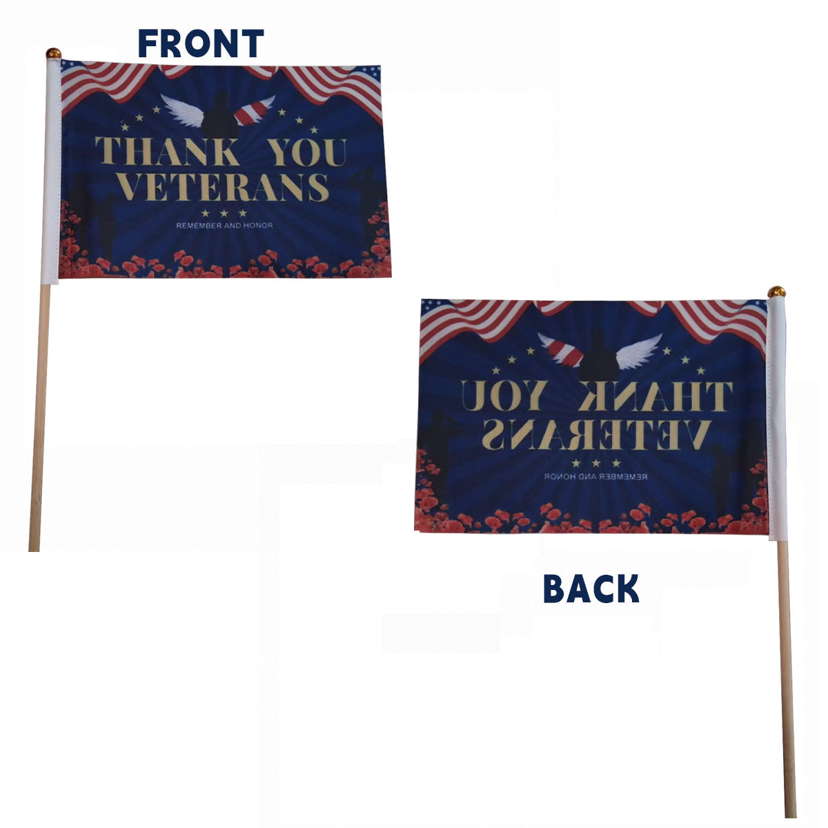 Veterans Flag Outdoor Thank You Veteran Flag Stick Handheld Mini Patriotic Parade Flags 5'' x 8'' Small Memorial Day Military Army Veterans Day Decorations for Honor Patriotic Party Supplies (10Pcs)