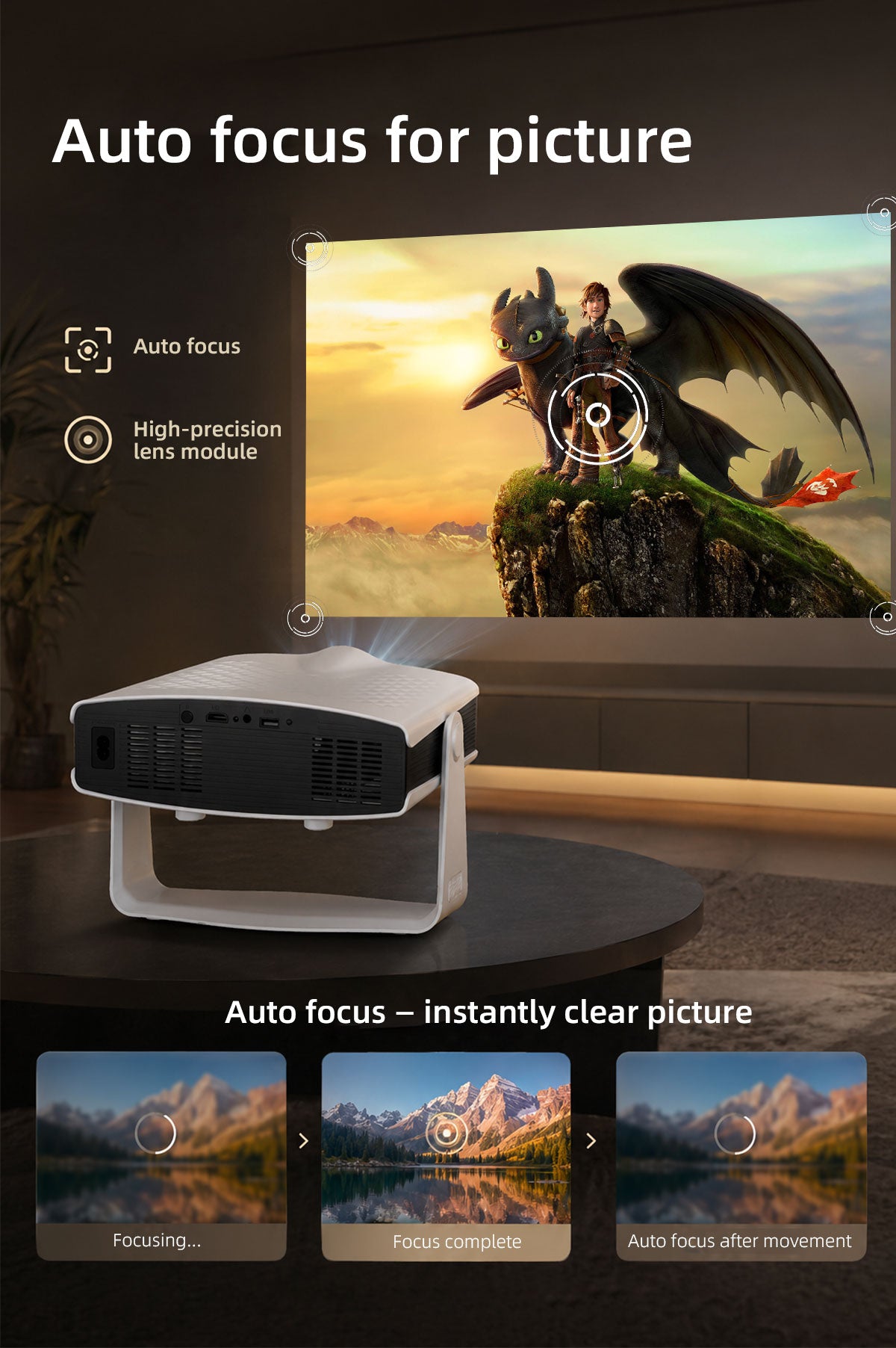 Android 14 Projector, 1080P Full HD Portable LCD Projector, Dual Band WiFi Bluetooth Home Theater Projector for Home Cinema Outdoor Movie