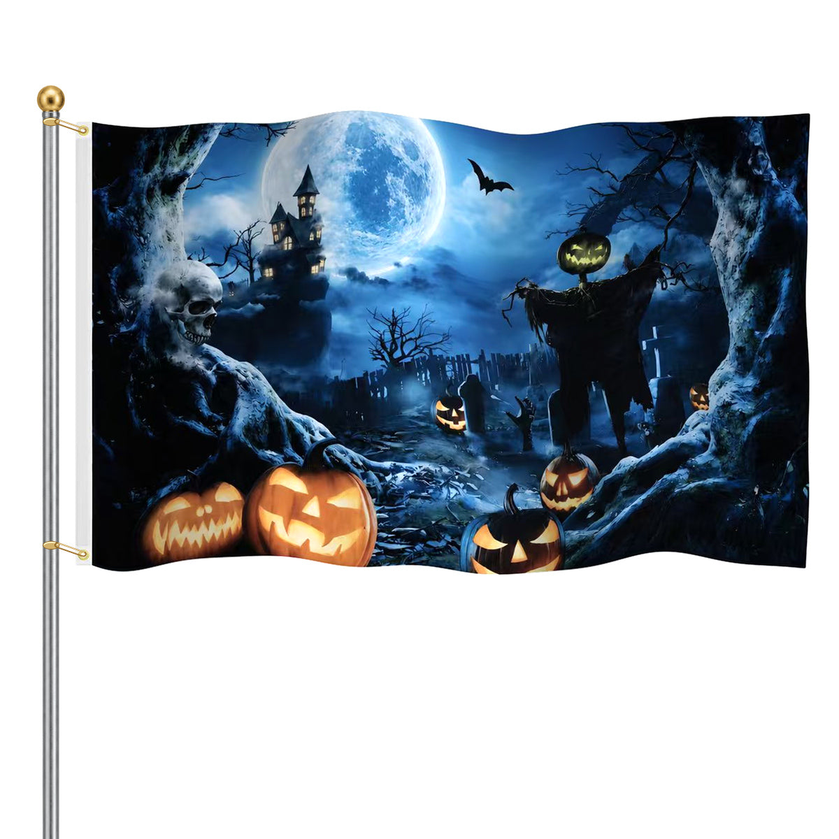 Halloween Flag Outdoor Magic Themed Halloween Yard Flag 3x5 Ft, Spooky Witch Magic Decorative Garden Banner for Outdoor Yard Lawn Porch