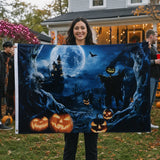 Halloween Flag Outdoor Magic Themed Halloween Yard Flag 3x5 Ft, Spooky Witch Magic Decorative Garden Banner for Outdoor Yard Lawn Porch