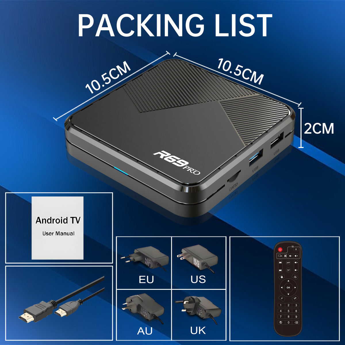 New R69 PRO Android 14 Smart TV‑Box, Allwinner H728 Octa‑Core Chip, WiFi6, USB3.0, 1000Mbps Ethernet, 8K Full HD Streaming Media Player Set‑Top Box