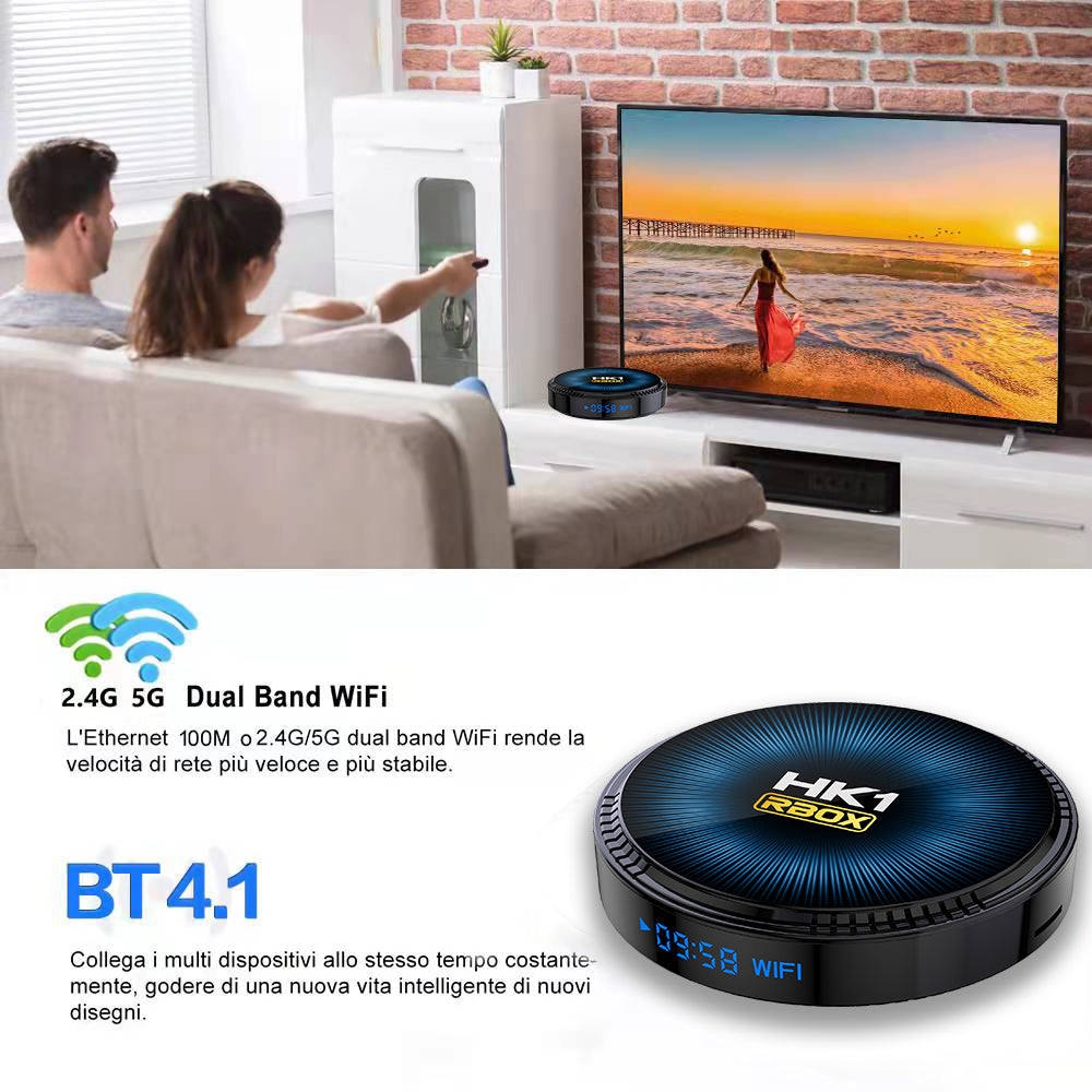 New HK1 RBOX‑W2 Smart Set‑Top‑Box, Amlogic S905W2 64‑Bit Quad‑Core, Android 11.0, 4K 3D Video, Bluetooth5.0, Dual‑Band‑WiFi, Voice‑Controlled Remote IPTV TV Box