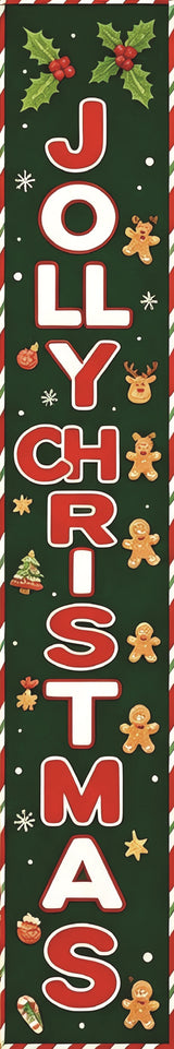 Merry Christmas Banner Christmas Door Couplet Christmas Welcome Sign for Indoor Outdoor Front Door Wall Yard Home Garden Office Xmas Holiday Party Supplies 1x5.8Ft