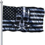 Skull and Crossbones Flag 3x5 Feet, Funny American Pirate Skull Flag, Double Sided Black White Grey Banner, Fade Proof Outdoor Decor for Man Cave Garage Wall