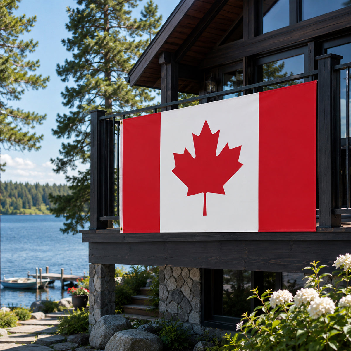 3x5 FT Double Sided Canadian Flag, Heavy‑Duty All‑Weather Polyester Canada Flag with Canvas Header and 2 Brass Grommets for Outdoor Use