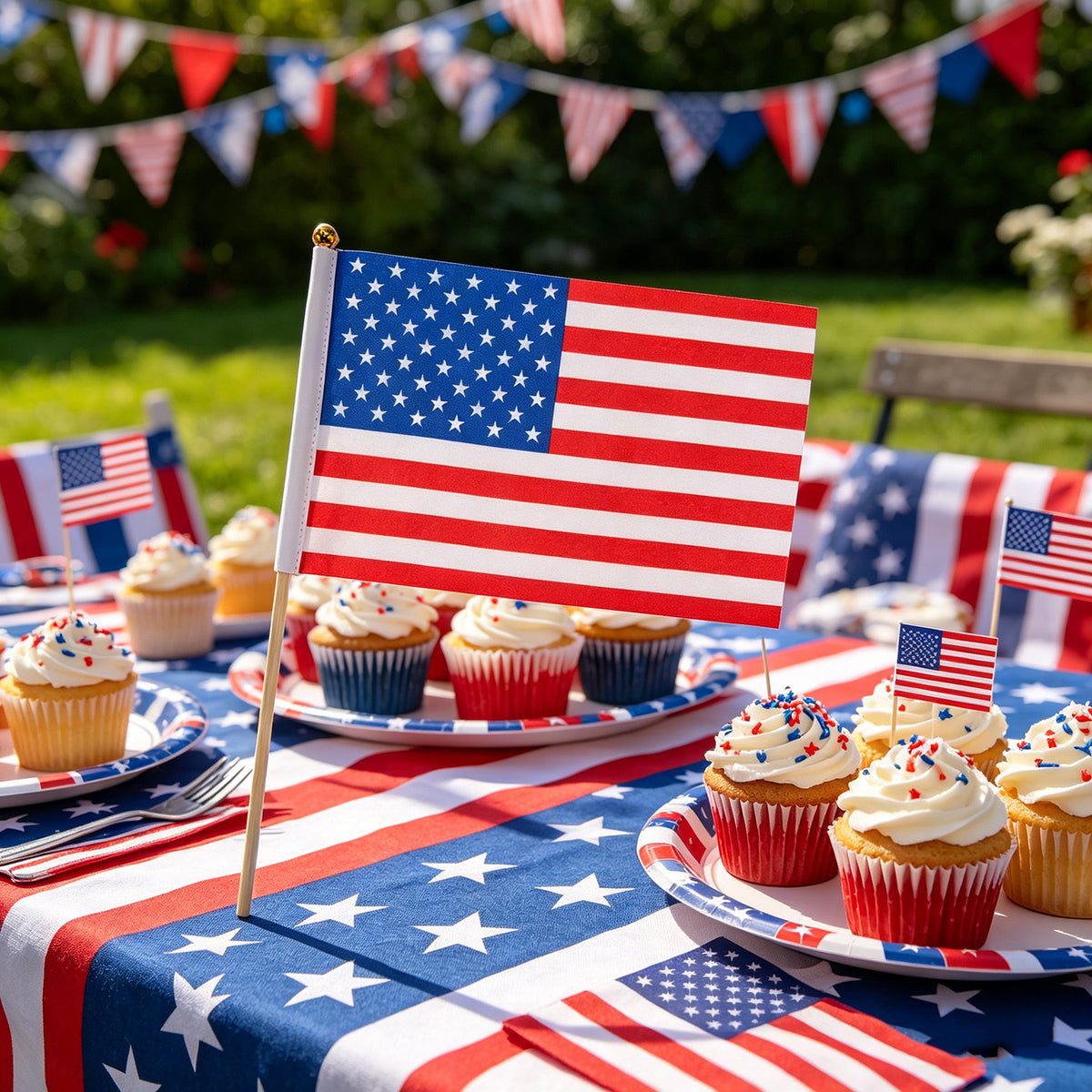 Small American Flag on Stick – Outdoor Mini US Handheld Flag for 4th of July, Memorial Day, Patriotic Home & Yard Decor (8x11 inches | 5x8 inches)