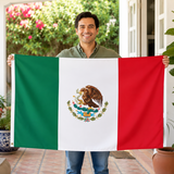 3x5 FT Double‑Sided Mexico National Flag, Heavy‑Duty Polyester Mexican Flag with Canvas Header, 4‑Row Stitched Hem and Rust‑Proof Brass Grommets for Outdoor