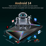 New R69 Plus Smart TV Box, Android 14 OS H728 Processor, 2.4G/5GHz Dual Band‑WiFi, 4K 8K Ultra‑HD Video Player Android Set‑Top Box