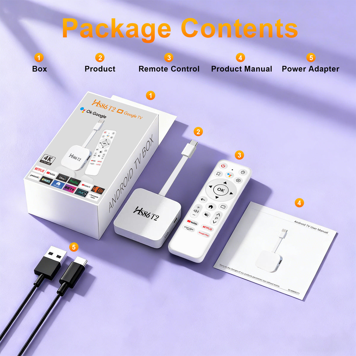 2026 New Arrival HS86 T2 Smart TV Stick, Rockchip RK3518 64‑Bit Quad‑Core, Android 14, 4K UHD, Dual‑Band WiFi 6, 2GB RAM 16GB ROM Portable Streaming Set‑Top‑Box