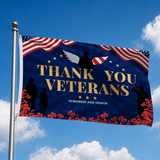 Veterans Flag 3x5 Ft Outdoor, Thank You Veterans Patriotic Flag, American Veteran Banner for Yard, Garden, Porch Decor