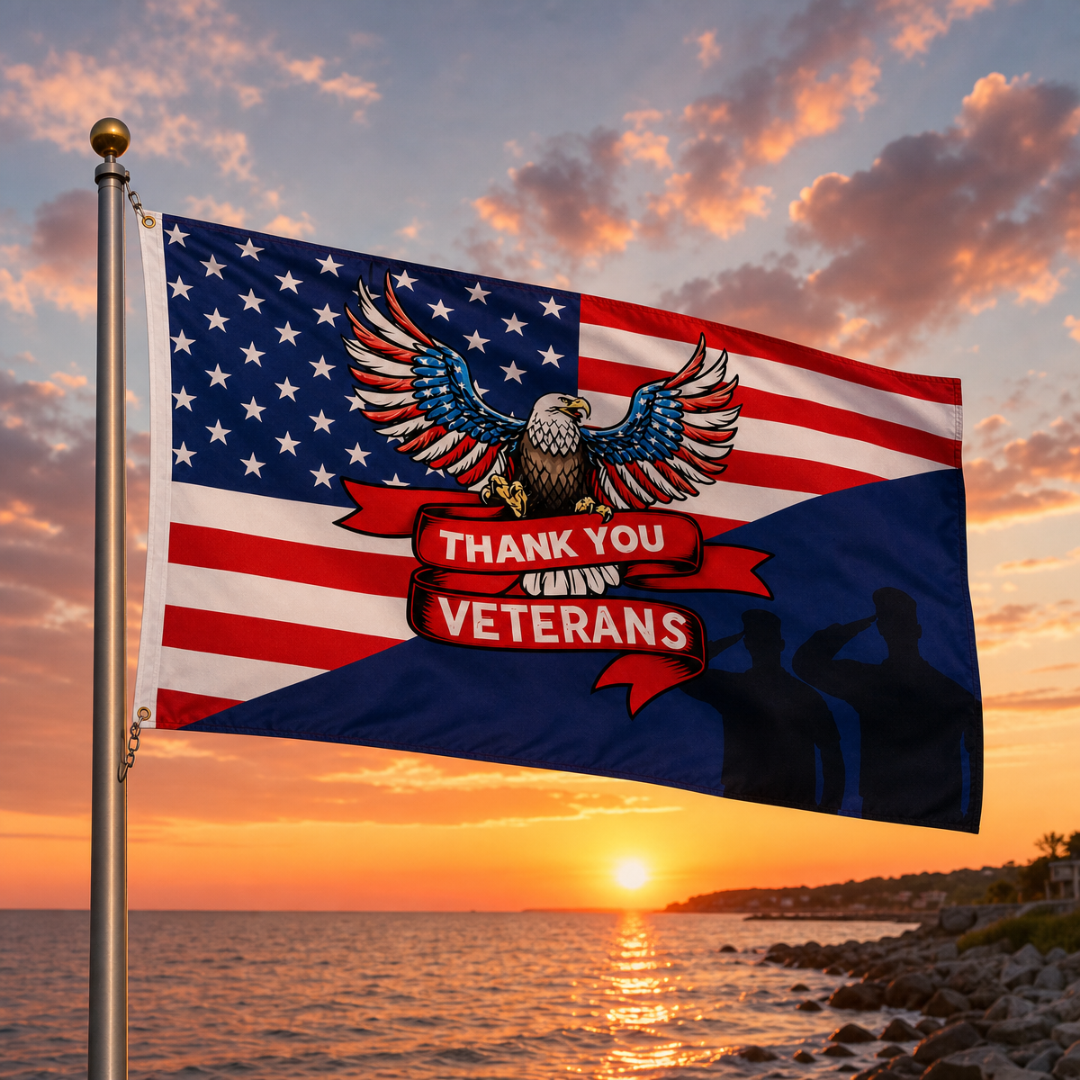 Veterans Flags Outdoors Thank You Veterans Day Flag 3x5Feet Patriotic Decorations, 4th of July Independence Day Veterans Day Memorial Day Soldier Flag for Outdoor Yard Patriotic Holiday Banner Gift