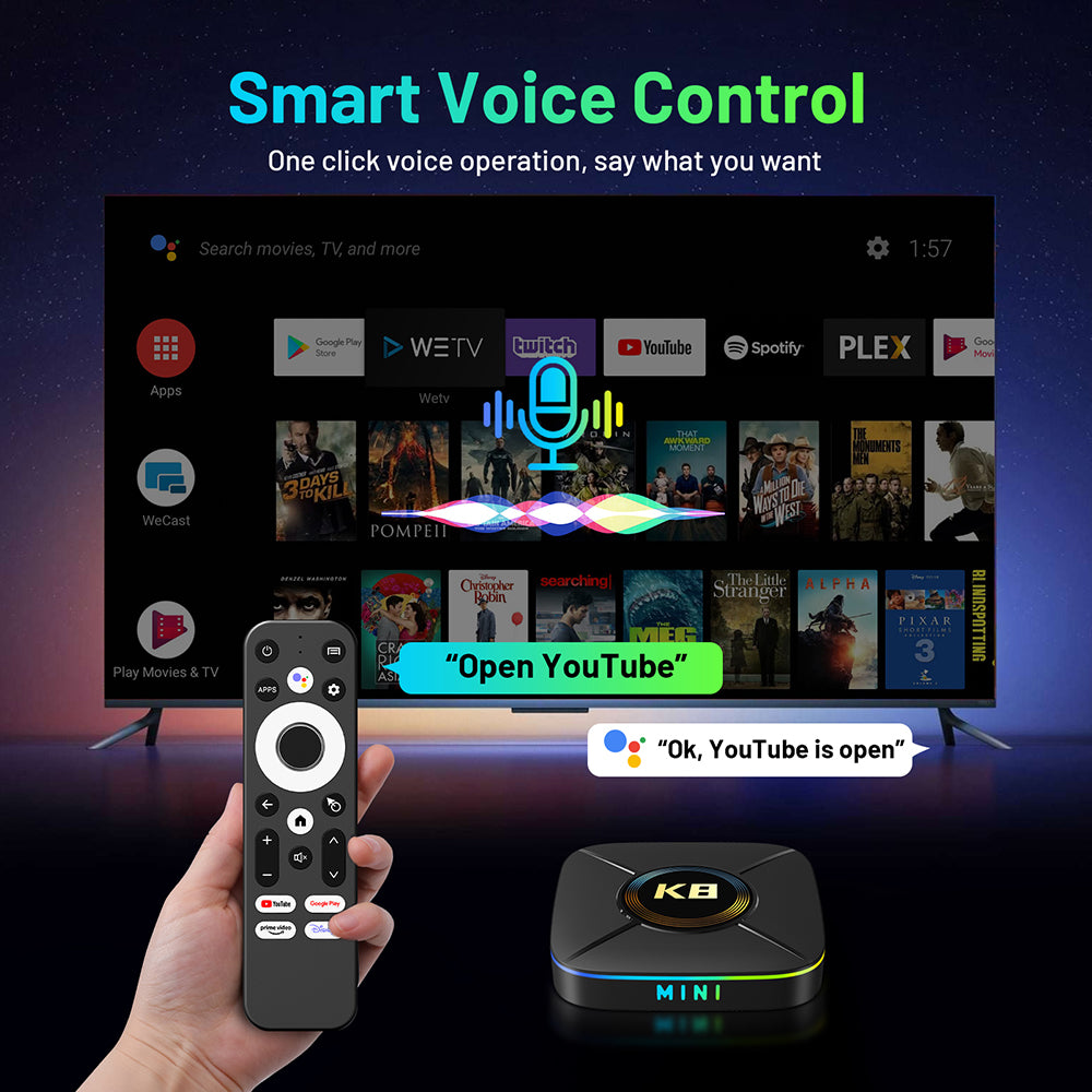 New HK1 RBOX‑K8 MINI Smart Set‑Top‑Box, RK3518 64‑Bit Quad‑Core, Android 14, 4K UHD, Dual‑Band WiFi 6, Bluetooth, 2GB 16GB Storage TV Stick
