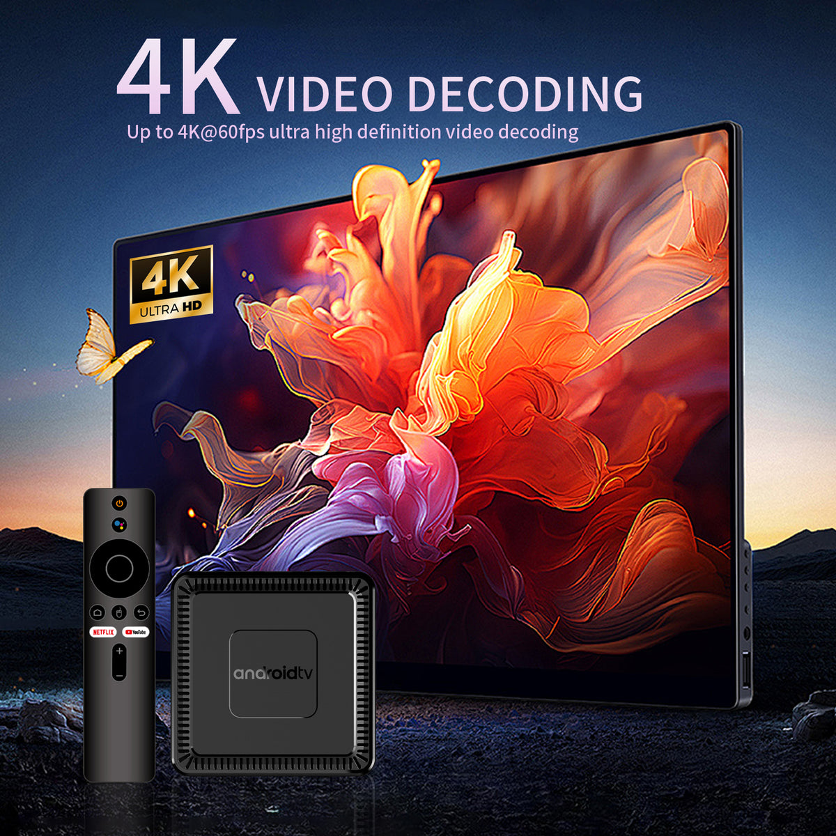 T95 Q7 Android TV Box, RK3518 Quad‑Core Smart Set‑Top‑Box, Dual‑Band WiFi BT5.0 4K HD Media Player