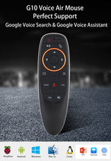 G10S 2.4G USB Wireless Air Mouse Remote, Voice Control, Six‑Axis Gyroscope, IR Fixed & Learning Code, ABS Plastic Long‑Range Air Remote for Android TV Box, PC, Projector