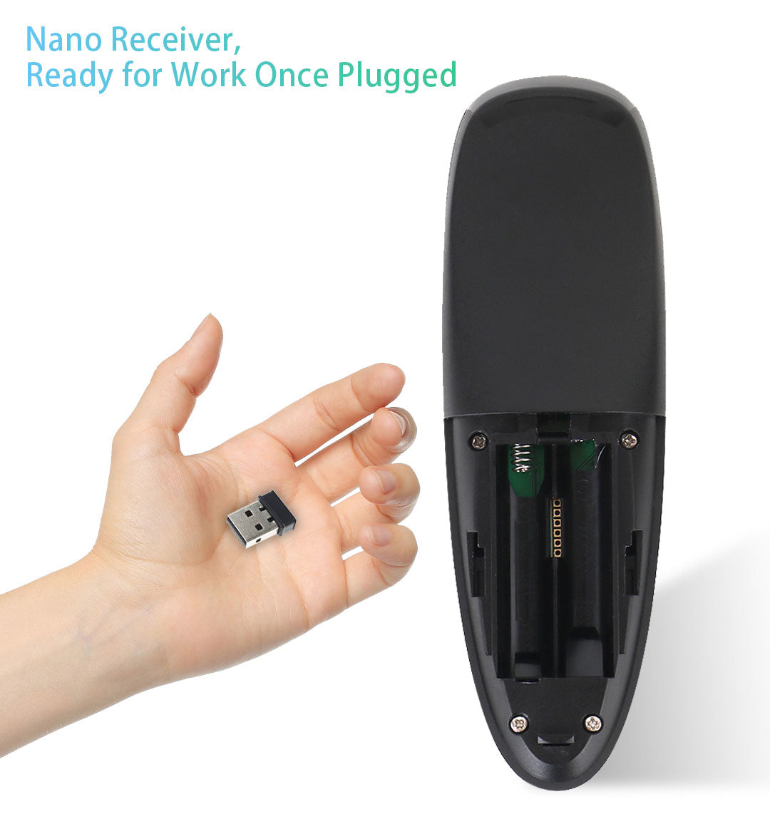 G10S 2.4G USB Wireless Air Mouse Remote, Voice Control, Six‑Axis Gyroscope, IR Fixed & Learning Code, ABS Plastic Long‑Range Air Remote for Android TV Box, PC, Projector
