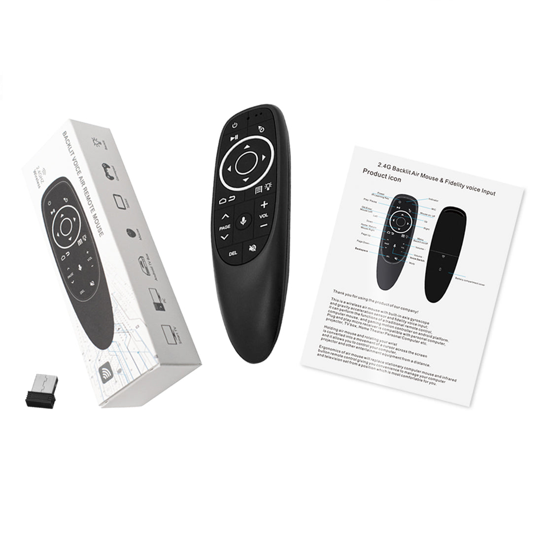 G10S PRO 2.4G Wireless Air Mouse, Backlit Mini Keyboard with Six-Axis Gyroscope, Universal Remote Control with Voice Search