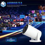 New HY300 PRO Portable Mini Projector, Smart Android Projector, Wireless Screen Mirroring for Indoor Home Theater Entertainment