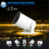 New HY300 PRO Portable Mini Projector, Smart Android Projector, Wireless Screen Mirroring for Indoor Home Theater Entertainment