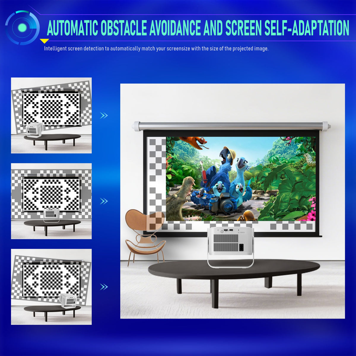 Newest HY350 Max Portable Smart Projector, Native 1080P Resolution, Android 14 GTV System, 4K Video Supported, Indoor Home Theater Movie Projector