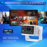 HY350 GTV Max LED Smart Projector, Native 1080P Full HD, 500 ANSI Lumens, Android 14, 2GB+16GB, Portable Home Theater Projector with Built‑in Speaker & Remote Control