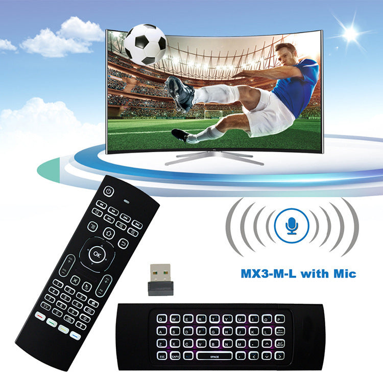 MX3 Mini Keyboard Backlight Fly Remote Mouse,Android TV Remote Control,IR Learning Mini Wireless Keyboard for Android TV Box.HTPC.IPTV,Networked Set-top Box,Mini PC (Battery not Included)