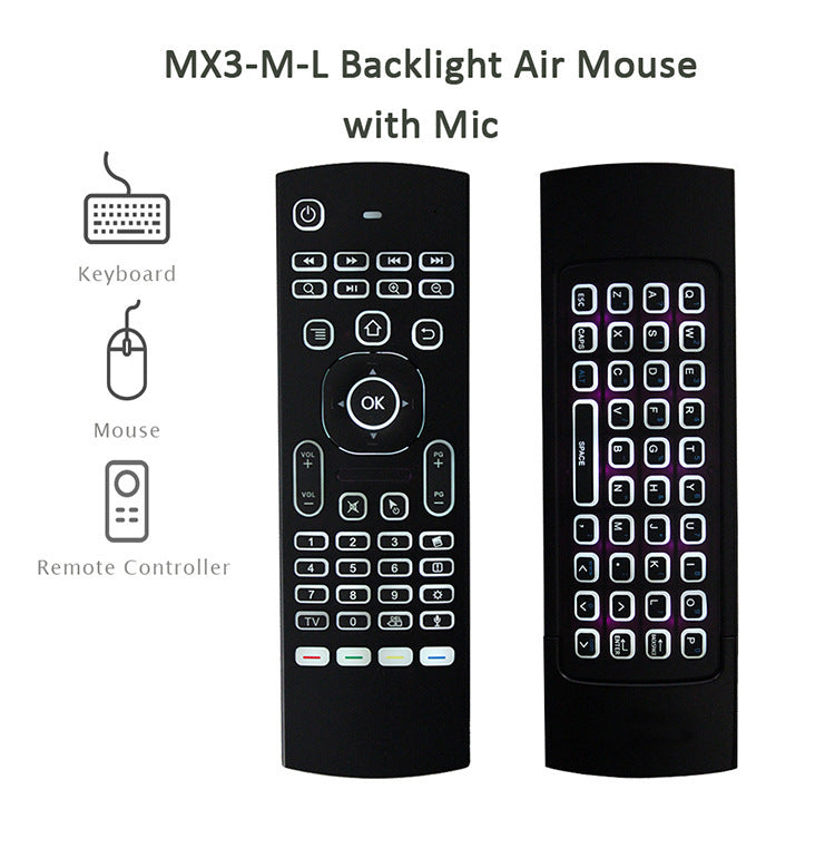 MX3 Mini Keyboard Backlight Fly Remote Mouse,Android TV Remote Control,IR Learning Mini Wireless Keyboard for Android TV Box.HTPC.IPTV,Networked Set-top Box,Mini PC (Battery not Included)