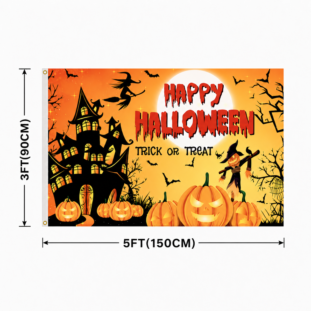 Halloween Flag Outdoor Magic Themed Halloween Yard Flag 3x5 Ft, Spooky Witch Magic Decorative Garden Banner for Outdoor Yard Lawn Porch