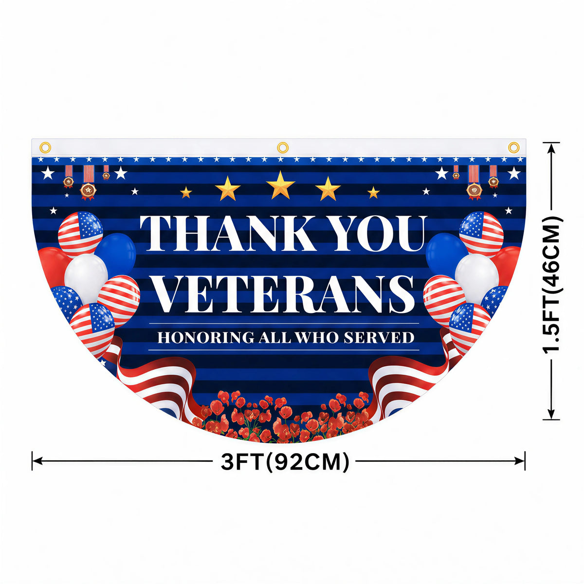 Veteran Flag Outdoor Memorial Day Flags 1.5 x 3 ft Thank You Veteran Patriotic Flag Bunting Non Pleated Fan American Military Banner for 4th of July Yard 250th Anniversary Garden Outdoor (2Pcs)
