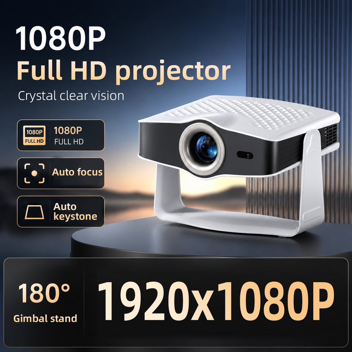 Android 14 Projector, 1080P Full HD Portable LCD Projector, Dual Band WiFi Bluetooth Home Theater Projector for Home Cinema Outdoor Movie