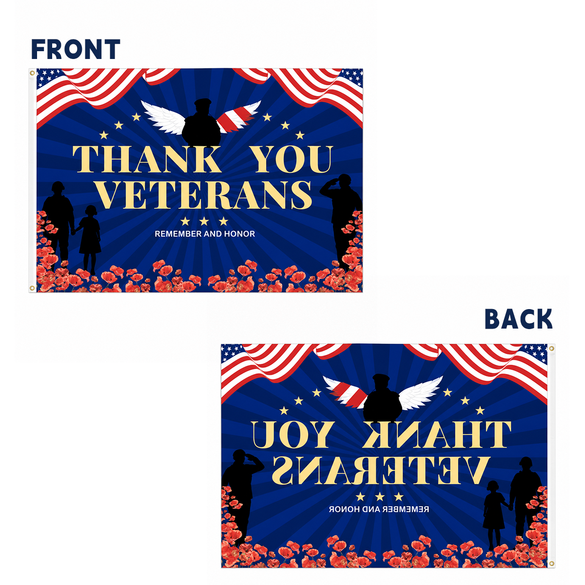 Veterans Flag 3x5 Ft Outdoor, Thank You Veterans Patriotic Flag, American Veteran Banner for Yard, Garden, Porch Decor
