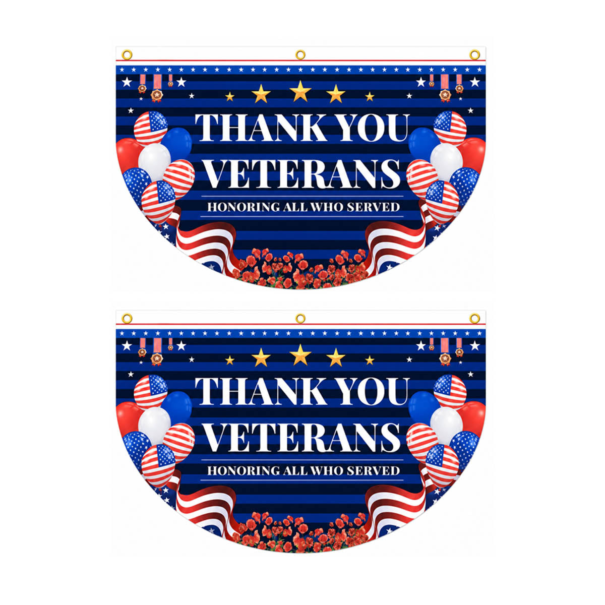 Veteran Flag Outdoor Memorial Day Flags 1.5 x 3 ft Thank You Veteran Patriotic Flag Bunting Non Pleated Fan American Military Banner for 4th of July Yard 250th Anniversary Garden Outdoor (2Pcs)