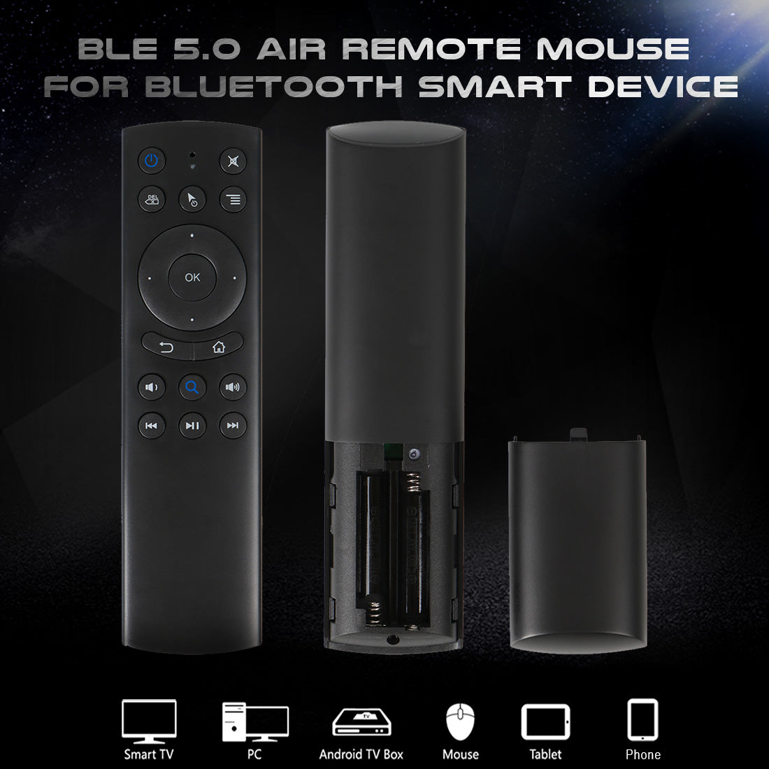 G20BTS Air Mouse Remote, Bluetooth 5.0, 6‑Axis Gyroscope Motion‑Sensing Wireless Remote Control for Android TV Box, Smart TV, Projector