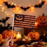 Halloween Flag Hand-held Stick Flags 5x8 Inch Pumpkin Smile Mini Flag Halloween 10 PcsMini Hand Held Stick Flags Halloween Party Decoration
