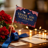 Veterans Flag Outdoor Thank You Veteran Flag Stick Handheld Mini Patriotic Parade Flags 5'' x 8'' Small Memorial Day Military Army Veterans Day Decorations for Honor Patriotic Party Supplies (10Pcs)