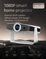 Android 14 Projector, 1080P Full HD Portable LCD Projector, Dual Band WiFi Bluetooth Home Theater Projector for Home Cinema Outdoor Movie