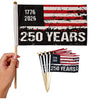 250 Years American Stick Flags, 10 Pack – 250th Anniversary Commemorative Flag, 1776-2026, July 4th Decorations, Veterans Day, Patriotic Party Supplies (8x11 Inches or 5x8 Inches)