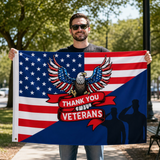 Veterans Flags Outdoors Thank You Veterans Day Flag 3x5Feet Patriotic Decorations, 4th of July Independence Day Veterans Day Memorial Day Soldier Flag for Outdoor Yard Patriotic Holiday Banner Gift
