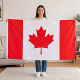 3x5 FT Double Sided Canadian Flag, Heavy‑Duty All‑Weather Polyester Canada Flag with Canvas Header and 2 Brass Grommets for Outdoor Use