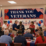 Veterans Day Flag 1.5x 6.5Ft Larger Thank You Veteran Flag Outdoor Banner Outdoor Hanging Decoration Memorial Day, Fourth of July, Veterans Day Patriotic Decorative Flag with Brass Grommets