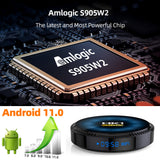 New HK1 RBOX‑W2 Smart Set‑Top‑Box, Amlogic S905W2 64‑Bit Quad‑Core, Android 11.0, 4K 3D Video, Bluetooth5.0, Dual‑Band‑WiFi, Voice‑Controlled Remote IPTV TV Box