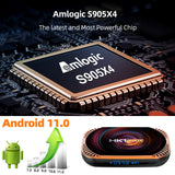 New HK1 RBOX‑X4 Smart Set‑Top‑Box, Amlogic S905X4 64‑Bit Quad‑Core, Android 11.0, 8K UHD, H.265 HEVC, Dual‑Band WiFi & Bluetooth IPTV Media Player