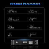 Android 14 Smart TV Box, Amlogic S905Y5 Quad‑Core Cortex‑A55, 2GB/4GB RAM 16GB/32GB/64GB ROM, Dual‑Band WiFi BT5.4, HDMI2.1b 4K@60fps Streaming Set‑Top Box with IR Voice Remote