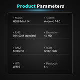 2026 New HS86 MINI 14 Smart Android TV Box, RK3518 32‑bit Quad‑Core Cortex‑A53, 4K UHD Decoding, Bluetooth 5.4 Portable IPTV Set‑Top‑Box