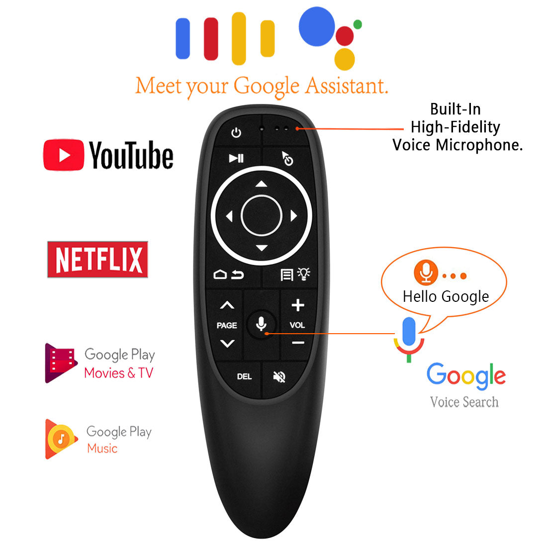 G10S PRO 2.4G Wireless Air Mouse, Backlit Mini Keyboard with Six-Axis Gyroscope, Universal Remote Control with Voice Search