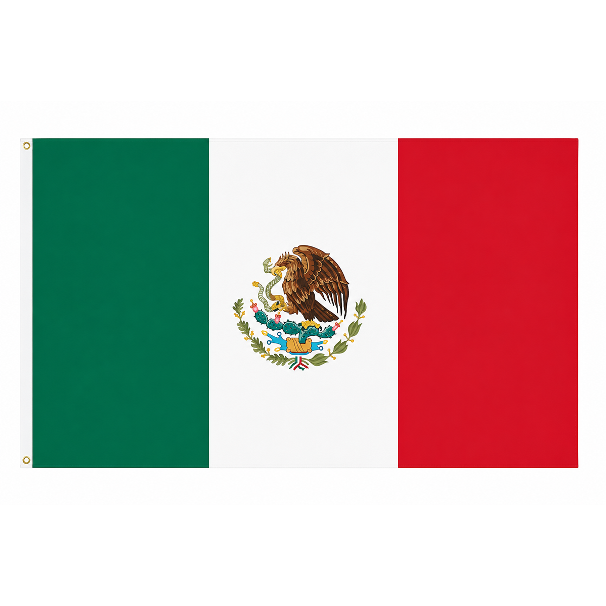3x5 FT Double‑Sided Mexico National Flag, Heavy‑Duty Polyester Mexican Flag with Canvas Header, 4‑Row Stitched Hem and Rust‑Proof Brass Grommets for Outdoor