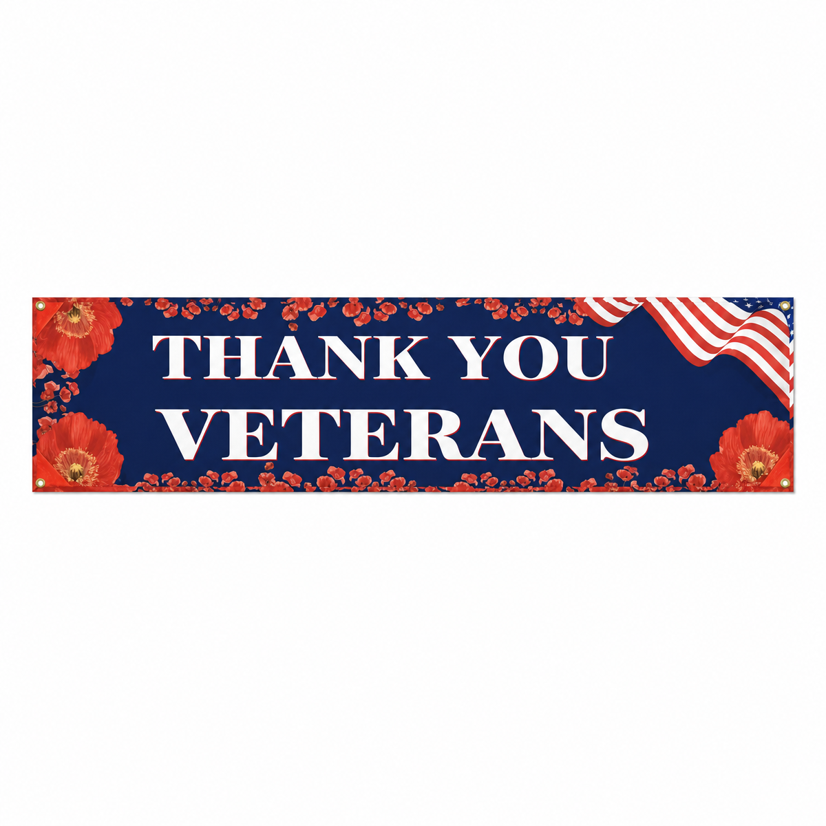 Veterans Day Flag 1.5x 6.5Ft Larger Thank You Veteran Flag Outdoor Banner Outdoor Hanging Decoration Memorial Day, Fourth of July, Veterans Day Patriotic Decorative Flag with Brass Grommets