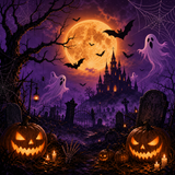Halloween Flags Outdoor Bunting Fan Flag Happy Halloween Bunting Flag Ghost Pumpkin Half Fan Banner Decoration for Holiday Indoor Outdoor Yard Decoration, (2Pcs) 1.5 x 3 ft